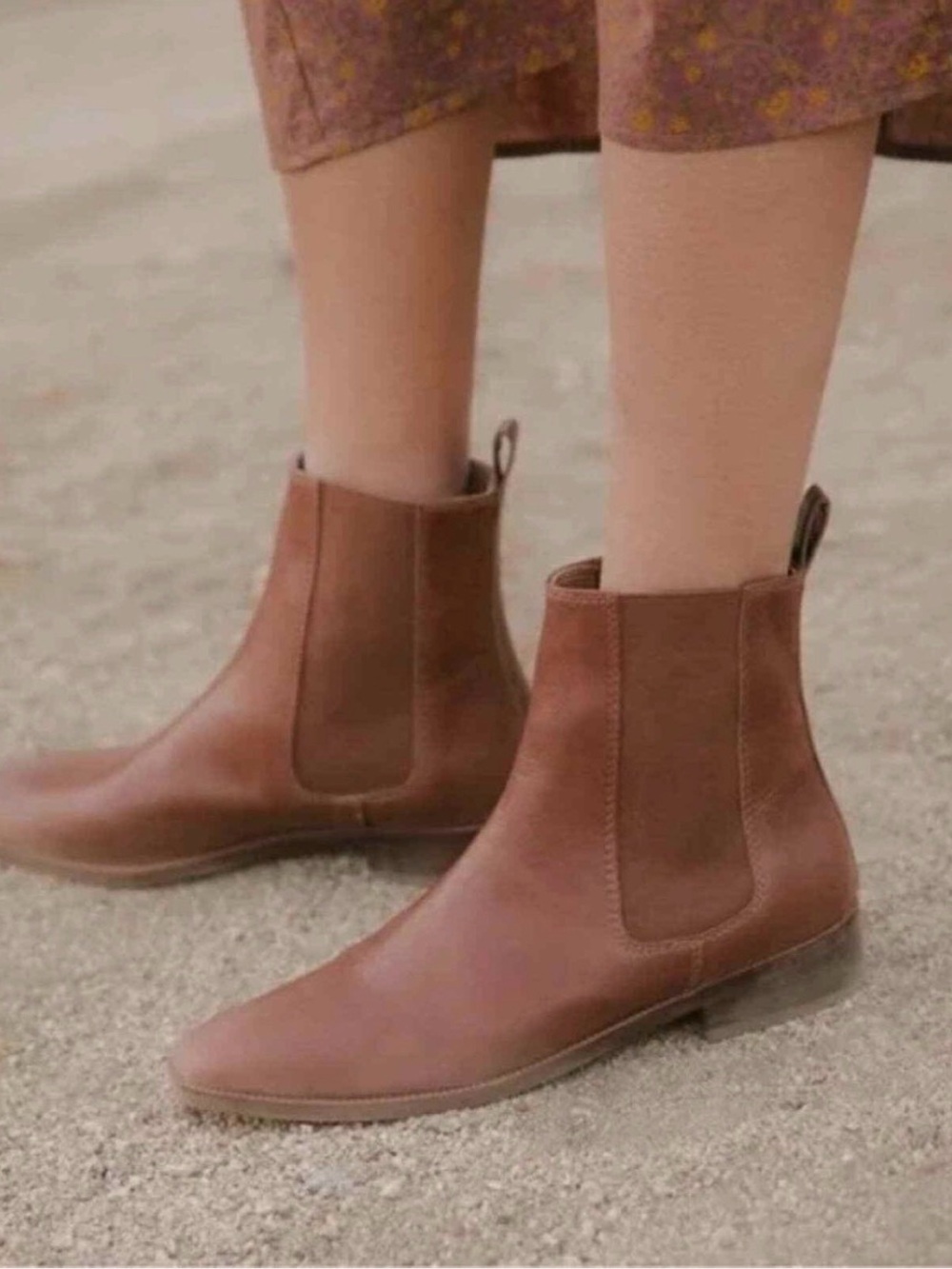 Christy Dawn Tan Leather Ankle Chelsea Boots